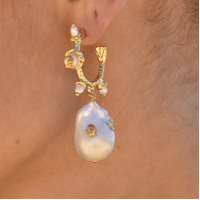 Francoise Luxury 24K Baroque Pearl Drop Earrings (with Gold Leaf)