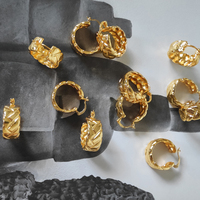 Emani 24K Gold Weave Huggie Earrings 
					