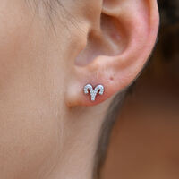 Aries Artisan Zirconia Pavé Stud Earrings (Silver)