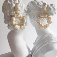 Laurent Luxury Baroque Pearl Hoop Earrings (My ears are pierced)