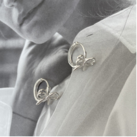 Liana Bow Tie Hoop Earrings (Silver)