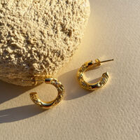 Briar Sculptural Sparkle Hoop Earrings (Gold Vermeil)