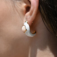 Lafayette Enamel Croissant C Hoop Earrings (Cream)