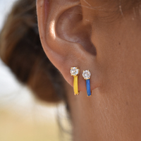 Gabriela Diamante Enamel U Huggie Earrings (Yellow)