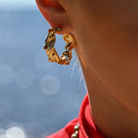 Dejouer 24K Sculptured C Hoop Earrings