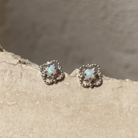 Aeliana Dainty Opal Stud Earrings (Silver)