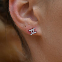 Gemini Artisan Zirconia Pavé Stud Earrings (Silver)