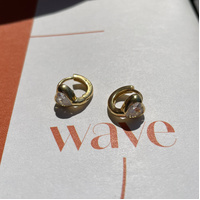 Delja Dainty Zircon Heart Huggie Earrings (Gold)