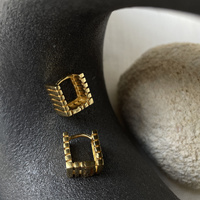 Zoie Artsy Cube Huggie Earrings (Gold)