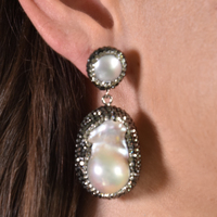 Desdemona Jewel Embellished Baroque Pearl Earrings
					