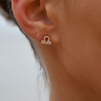 Libra Artisan Zirconia Pavé Stud Earrings (Gold)