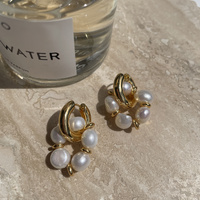 Gracelynn Freshwater Pearl Hoop Earrings (Gold)