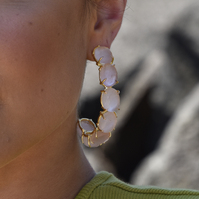 Blush Rose Quartz Hoop Earrings