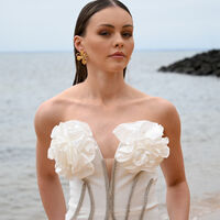 Jolean Sculptured Flower Statement Earrings (Gold)