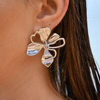 Jolean Sculptured Flower Statement Earrings (Silver)