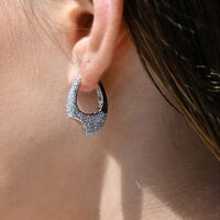 Marlowe Artisan Shard-Edge Diamante Huggie Earrings (Silver)