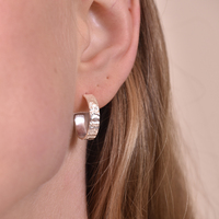 Isador Textured Deco Hoop Earrings (Silver)
					