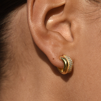 Amaryllis Twin Flame Curved Earrings (Gold)