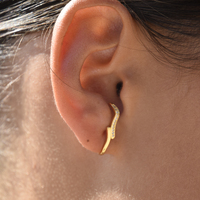 Berte Artsy Ear Hook Stud Earrings (Gold)