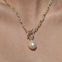 Rosa Baroque Pearl Toggle Chain Necklace 
					