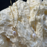 Bjork Beaded Pearl Pendant Necklace (Gold)
					