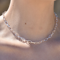 Elvrie Classic Oval Chain Necklace (Silver)
					