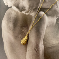 Louna Artisan Textured Drop Pendant Necklace (Gold)
					