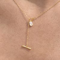 Bjarne Zircon Toggle Pendant Necklace (Gold)
					