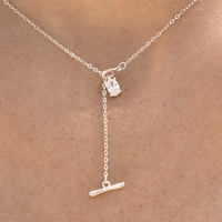Bjarne Zircon Toggle Pendant Necklace (Silver)
