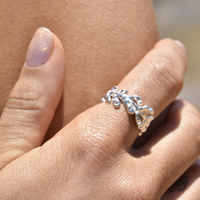 Coral Art Deco Open Ring (Silver)
					