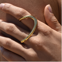 Solana Art Deco Finger Lock Open Ring (Gold Vermeil)
					