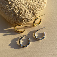 Elodie Artsy Fluid Hoop Earrings (Gold Vermeil)