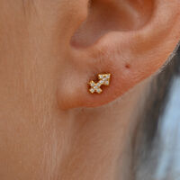 Sagittarius Artisan Zirconia Pavé Stud Earrings (Gold)