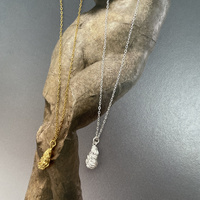 Louna Artisan Textured Drop Pendant Necklace (Gold)
					