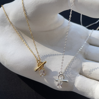 Bjarne Zircon Toggle Pendant Necklace (Gold)
					