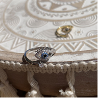 Adiva Artisan Evil Eye Wrap Open Ring (Silver)
					