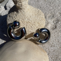 Adair Chunky C Hoop Earrings (Silver)