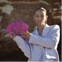 Vivant Beaded Ostrich Fur Bag (Vivid Magenta) image