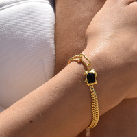 Dakota Black Onyx Dual Chain Bracelet (Gold Vermeil) image
