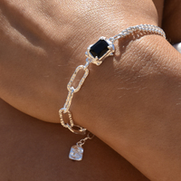 Dakota Black Onyx Dual Chain Bracelet (Silver) image