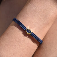 Sacha Pave Hamsa Hand Bracelet (Gold Charm Blue String) image