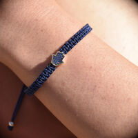 Sacha Pave Hamsa Hand Bracelet (Silver Charm Blue String) image