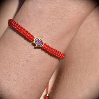Sacha Pave Hamsa Hand Bracelet (Gold Charm Red String) image