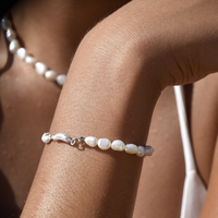 Racquel Sculptural Silver Pod Pearl Bracelet  image