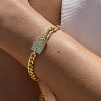 Esther Sculpture Plate Link Chain Bracelet (Gold Vermeil) image