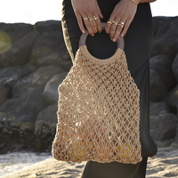 Elowen Natural Woven Netting Bag (Tan) image