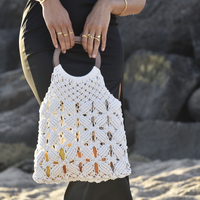 Elowen Natural Woven Netting Bag (White) image