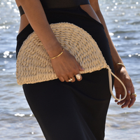Vana Natural Hand Woven Straw Bag (White) image