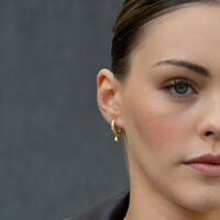 Jaune Textured Teardrop Huggie Earrings (Gold) image