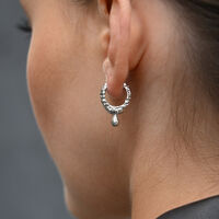 Jaune Textured Teardrop Huggie Earrings (Silver) image